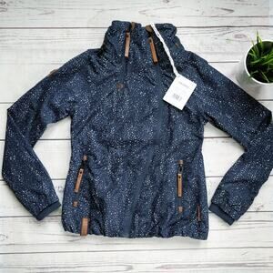 NWT NAKETANO Sprinkle Print Navy Blue Zip Jacket S